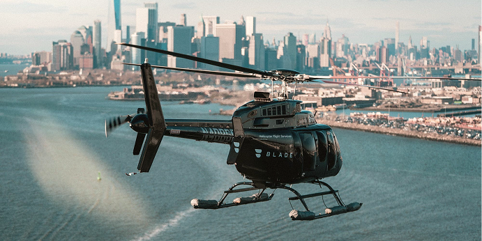 Helicopter flying over NYC