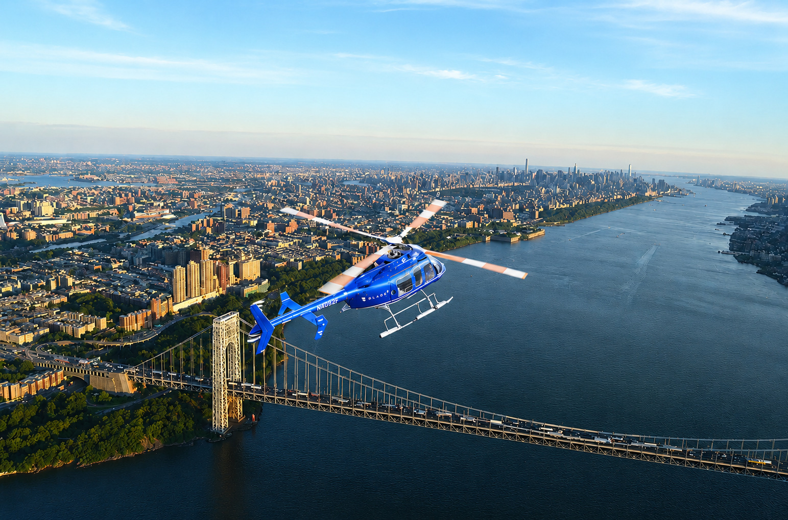 BLADE commuter helicopter over Manhattan
